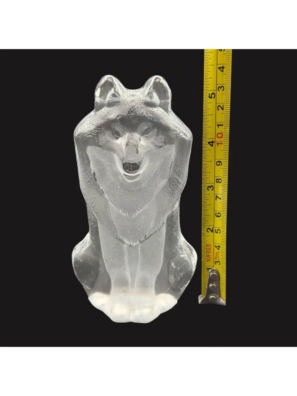 Rare Maleras Sweden Crystal Wolf Figurine Mats Jonasson Signed Lead Crystal 5.5